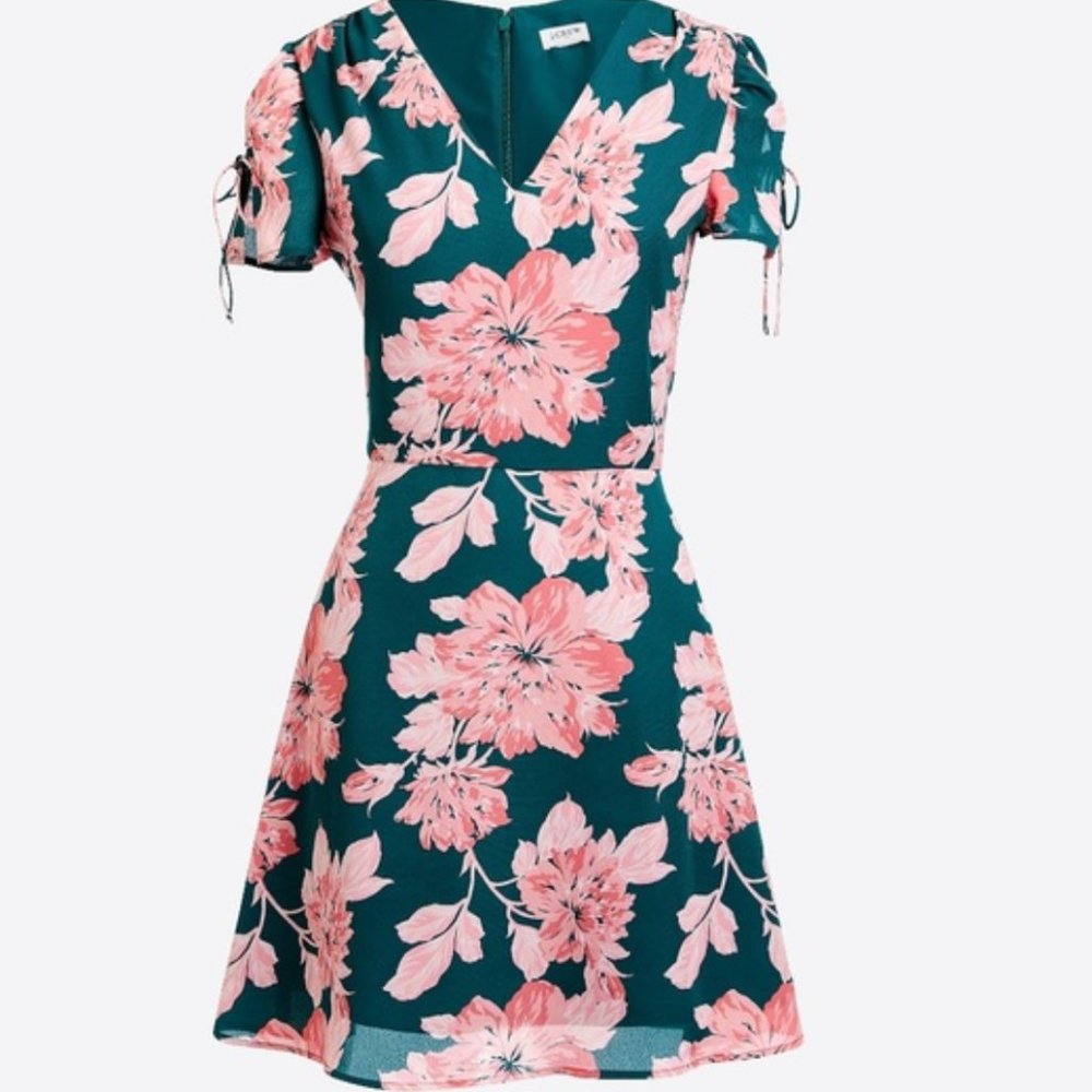 J. Crew floral short-sleeve tie-shoulder dress